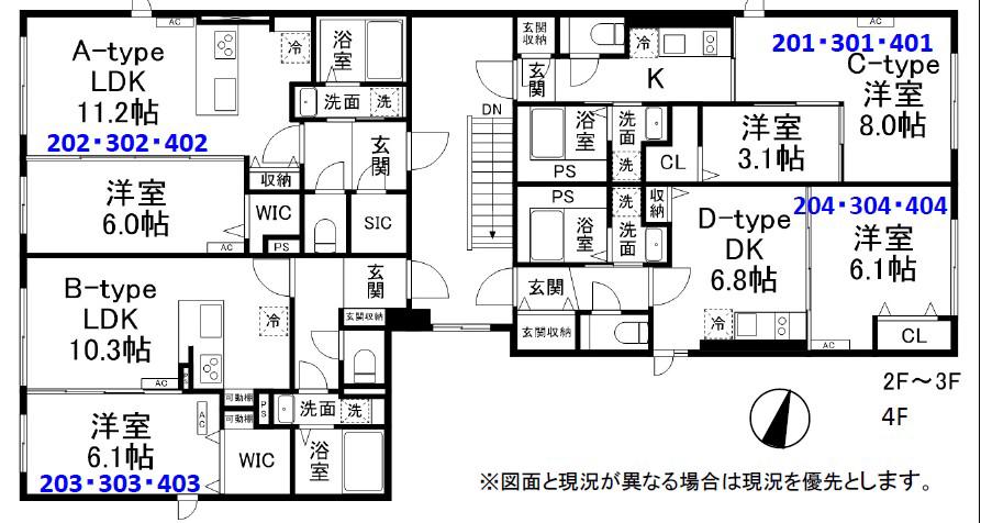 SUN RESIDENCE(1DK/4階)の間取り写真