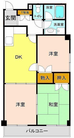 イーストプラムツカモト(3DK/3階)の間取り写真