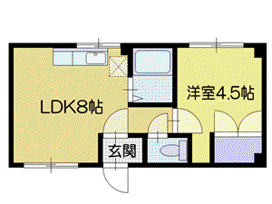 ハイムコメット(1LDK/4階)の間取り写真