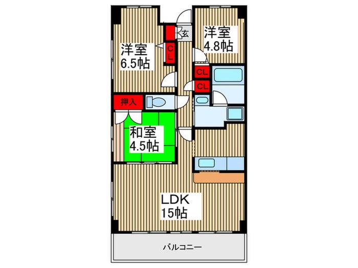 ルネス・アレイゼ(3LDK/2階)の間取り写真