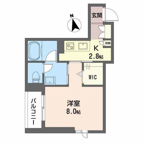 CASAREGIO川辺(ワンルーム/4階)の間取り写真