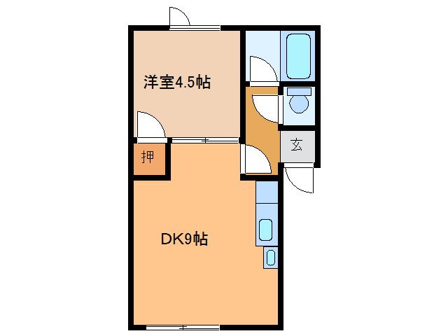 OAKXI(1DK/2階)の間取り写真
