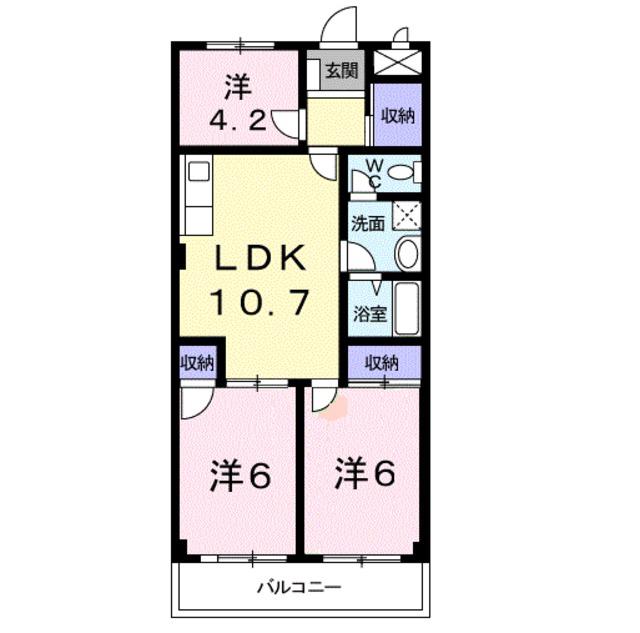 アレーゼF(3LDK/4階)の間取り写真