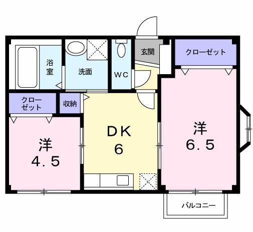フィオーレ長行西(2DK/2階)の間取り写真