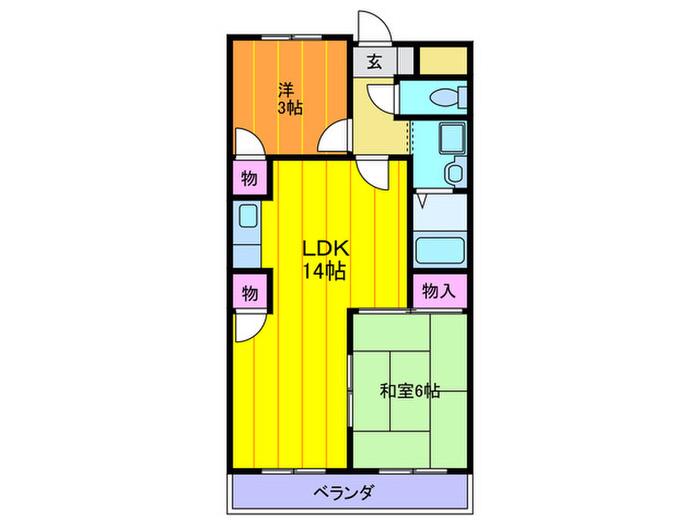 メゾン・ローゼ(2LDK/4階)の間取り写真