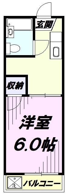ワールドハイツ昭島(1K/1階)の間取り写真