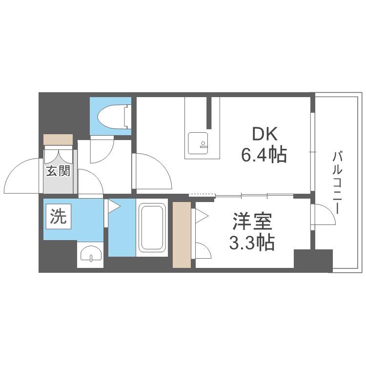 JMFレジデンス都島(1DK/8階)の間取り写真