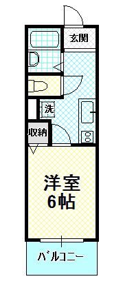 プリシェール味園II棟(1K/1階)の間取り写真