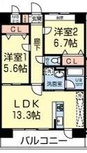 サウスガーデン合志南(2LDK/8階)の間取り写真