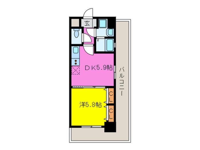 パークハイツさくら日根野駅前(1DK/10階)の間取り写真