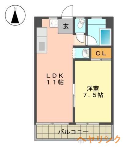 コーポ小池(1LDK/3階)の間取り写真