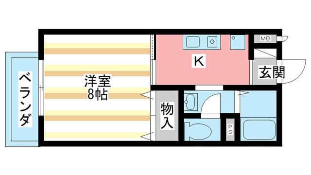 アイビー21A(1K/1階)の間取り写真