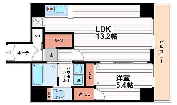 REIOS谷町(1LDK/8階)の間取り写真