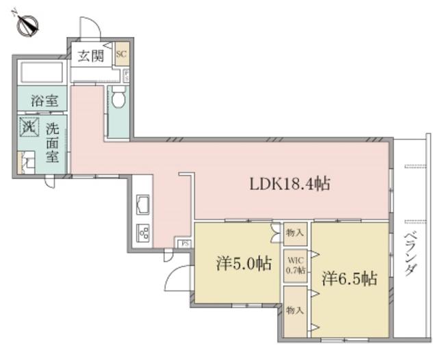 ヘーベルヴィレッジ読売ランド前REGINA(2LDK/2階)の間取り写真