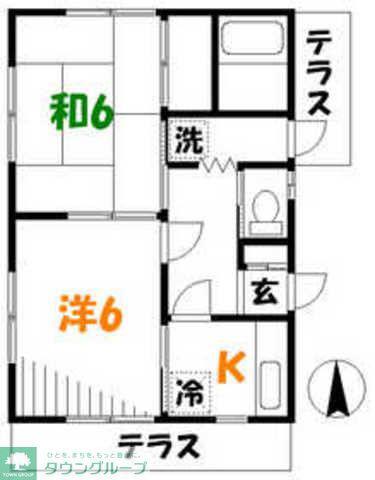 サングリーン(2K/1階)の間取り写真