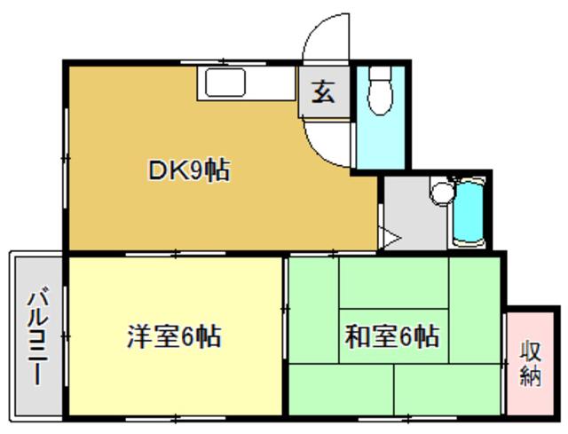 ベルメゾン・MI(2DK/1階)の間取り写真