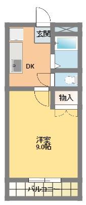 第5田畑ハイツ(1K/3階)の間取り写真