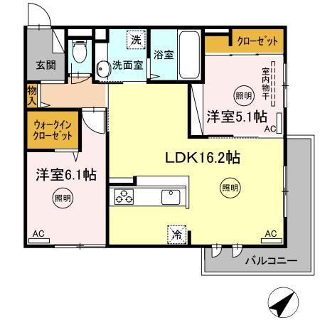 デネブ学研台(2LDK/3階)の間取り写真