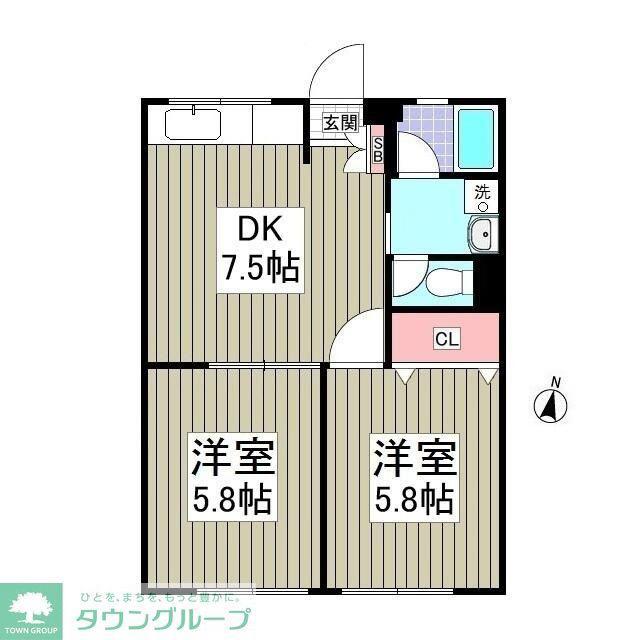 風見鶏グランドハイツI(2DK/1階)の間取り写真