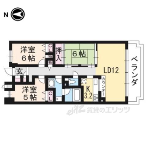 紫野門前町アーバンライフ(3LDK/4階)の間取り写真