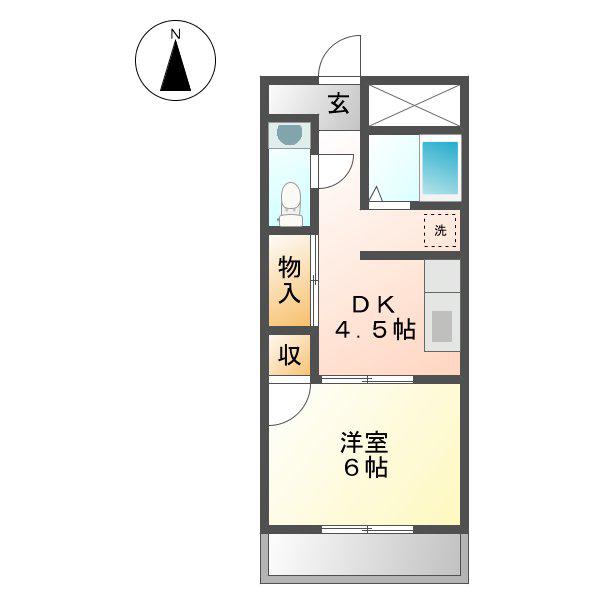 エスポワール名城(1DK/4階)の間取り写真
