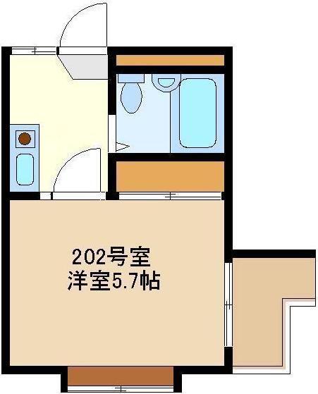 シティハイツ中央林間(1K/2階)の間取り写真