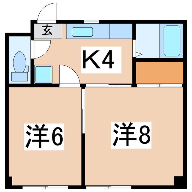 上町マンション(2K/2階)の間取り写真
