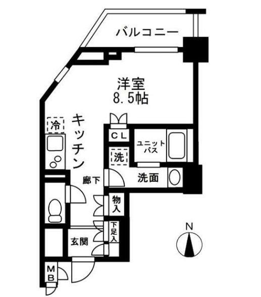 レジディア中落合A棟(ワンルーム/6階)の間取り写真