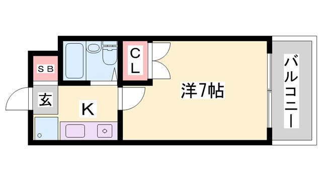 ジュネス城北新町II(1K/2階)の間取り写真