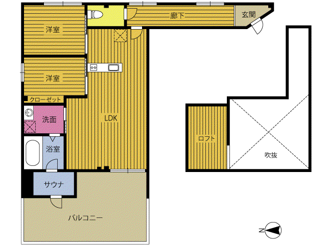 プロスペリタ南大分(2LDK/2階)の間取り写真