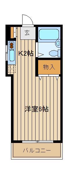 小峰ビル(ワンルーム/2階)の間取り写真