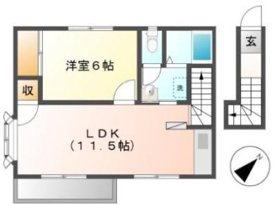 ルーミー牛久1号館(1LDK/2階)の間取り写真