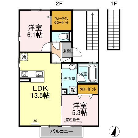 グレンディールIIIIV III(2LDK/2階)の間取り写真