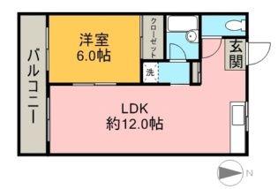 グラッドハウス・ローゼ(1LDK/1階)の間取り写真