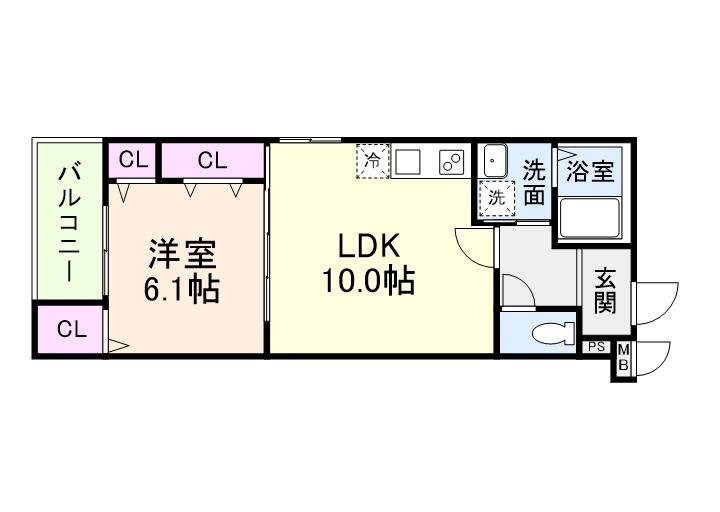 フジパレス エン III号館(1LDK/1階)の間取り写真