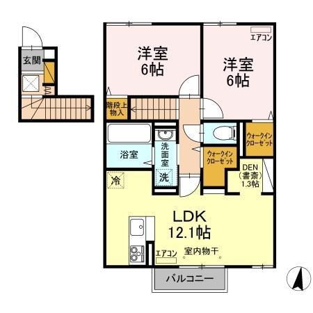 GRAND WINDS TSUKUBAII(2LDK/2階)の間取り写真