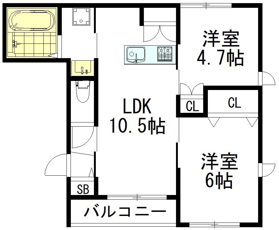 メゾン・ド・オリーブ(2LDK/2階)の間取り写真