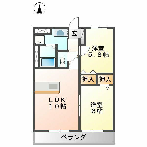 OTTIPLATZ(2LDK/2階)の間取り写真