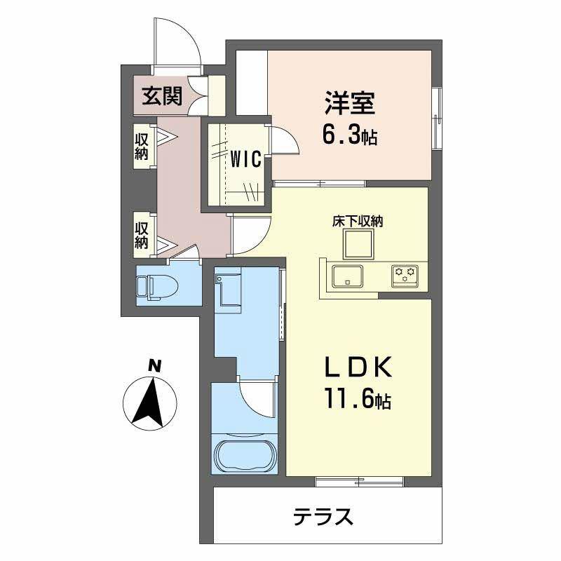 シャーメゾン クレスティーク(1LDK/1階)の間取り写真