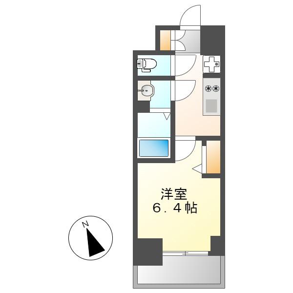 プレサンス広小路通今池(1K/8階)の間取り写真
