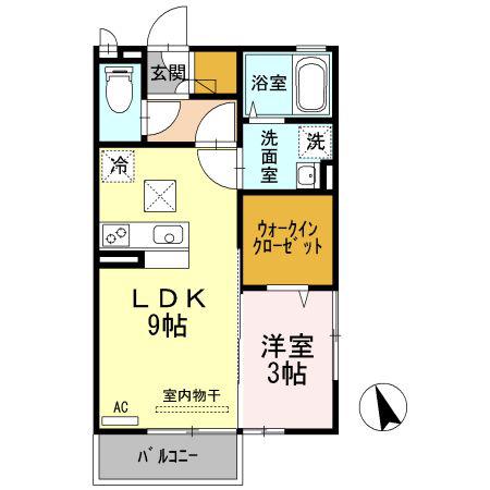 アムール清水(1LDK/1階)の間取り写真