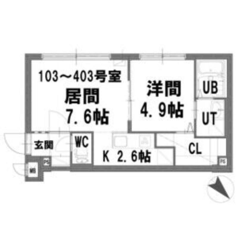 グランメールペガサス(1LDK/2階)の間取り写真