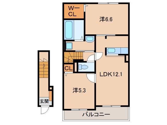 レディーバードII(2LDK/2階)の間取り写真