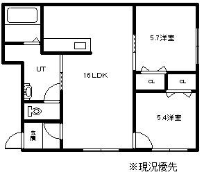 LUCE(2LDK/1階)の間取り写真