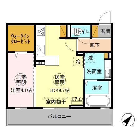 フィオーレ金田西(1LDK/3階)の間取り写真