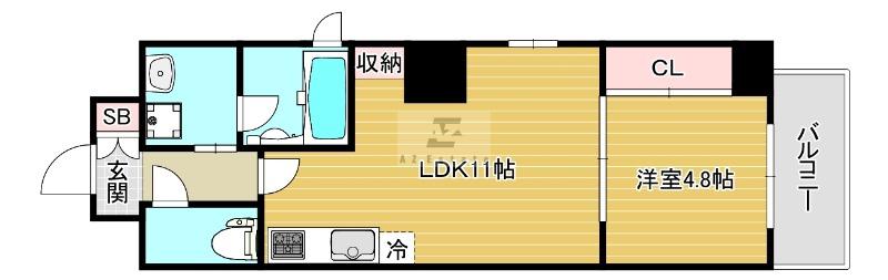 MIRANO SAKAISUJI(1LDK/5階)の間取り写真