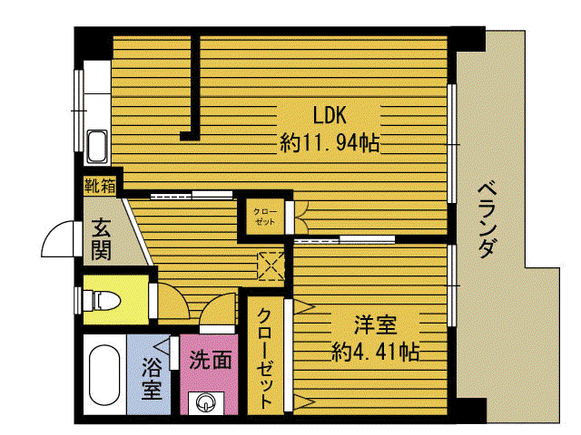 ZENITH豊饒(1LDK/2階)の間取り写真