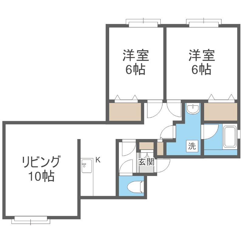 ルピナスI(2LDK/2階)の間取り写真