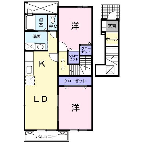 クレメントハウス(2LDK/2階)の間取り写真