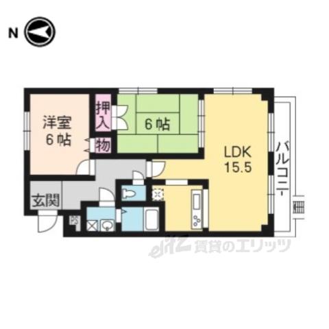 ラルージュ平岡(2LDK/3階)の間取り写真
